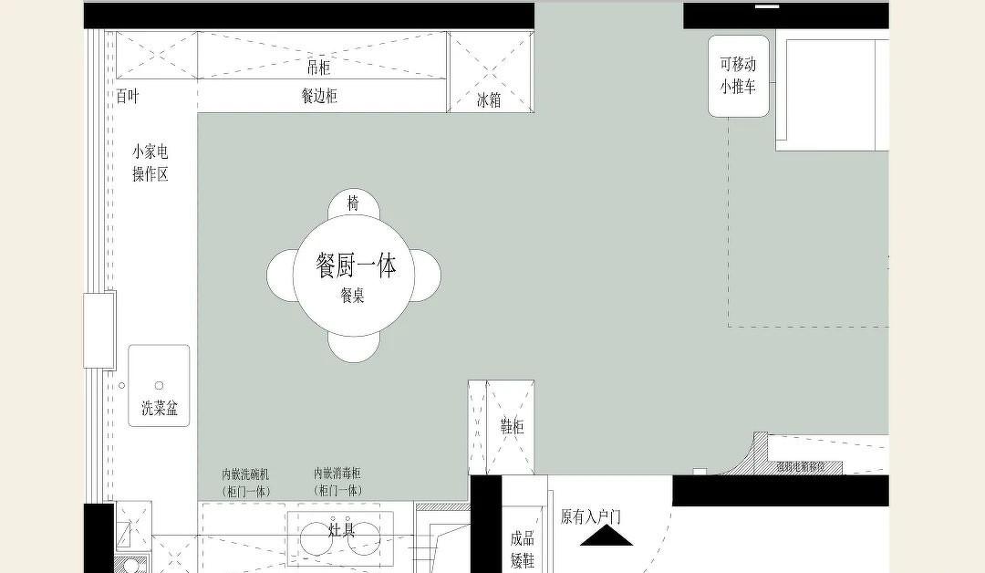 南洋复古，客餐厨一体+隐形晾晒，整洁翻倍-37