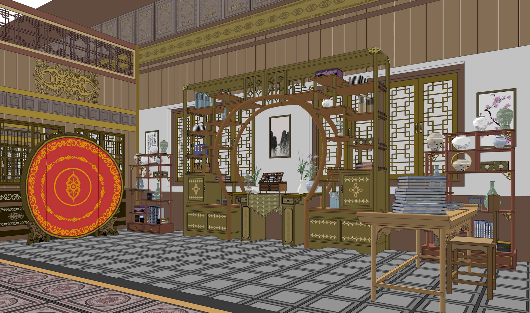 古代门派大殿SU模型-3