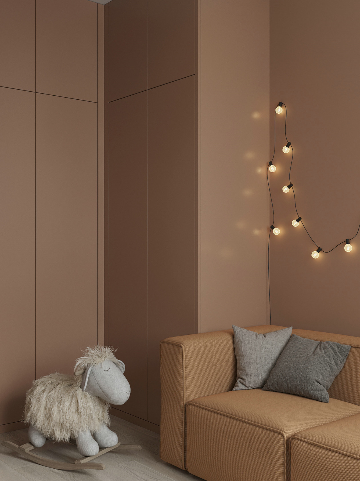 原木搭配活力橙空间设计-20