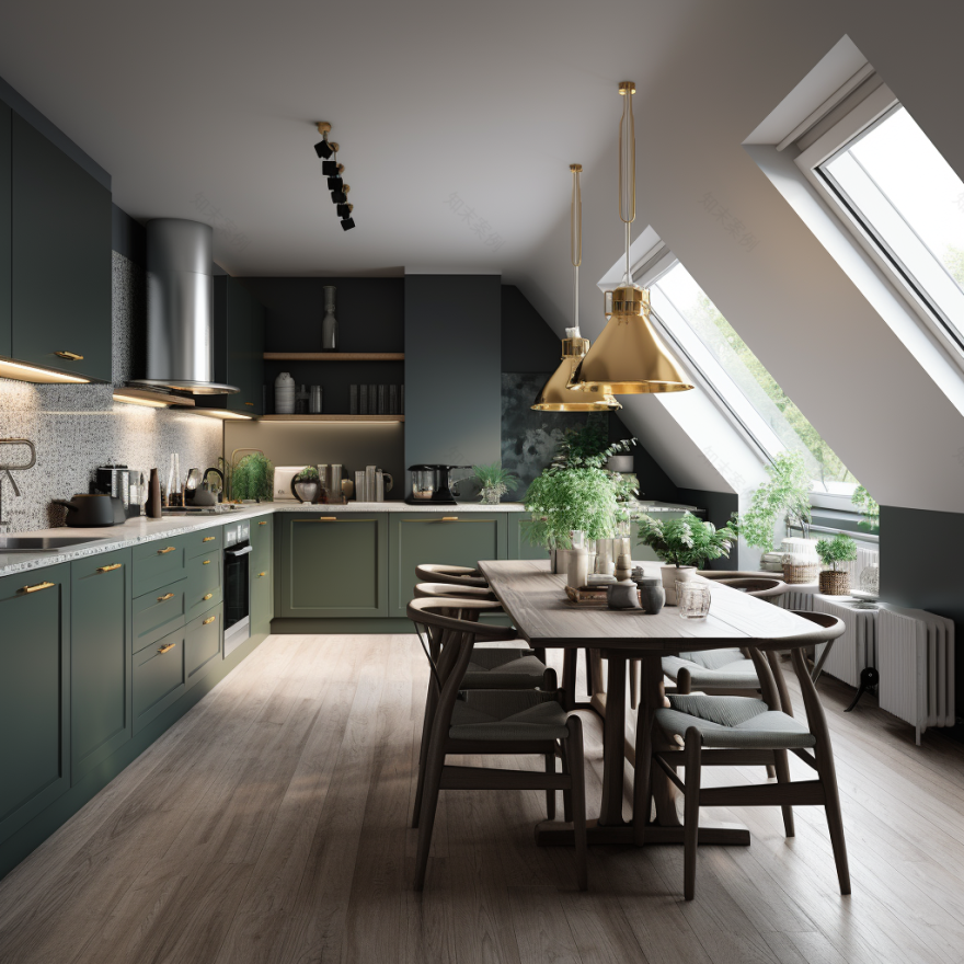 自然韵味:森林意象下的璀璨厨房-5