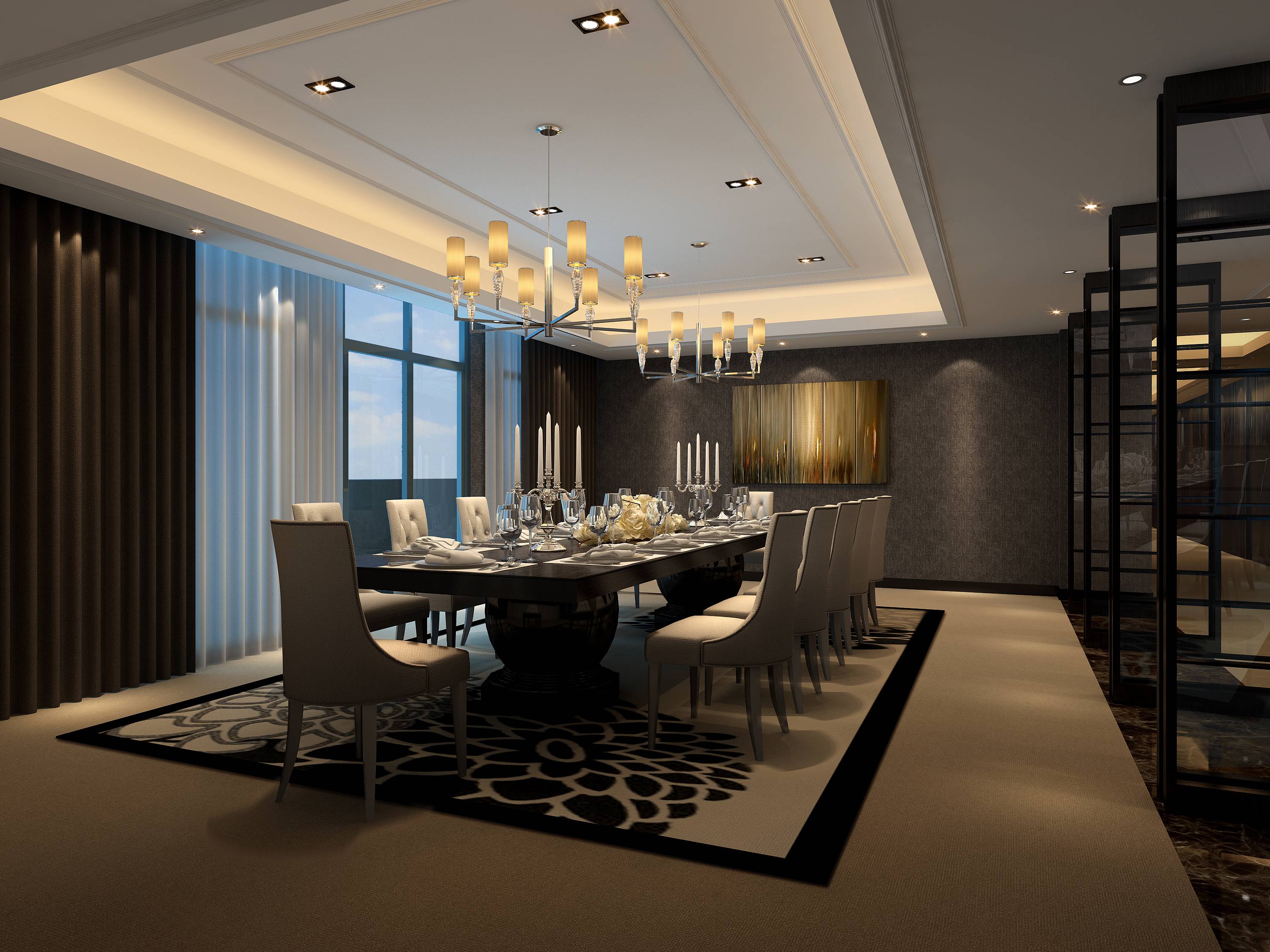 新中式风格奢华酒店餐厅 会所包房 包厢 包间 高清效果-2-7