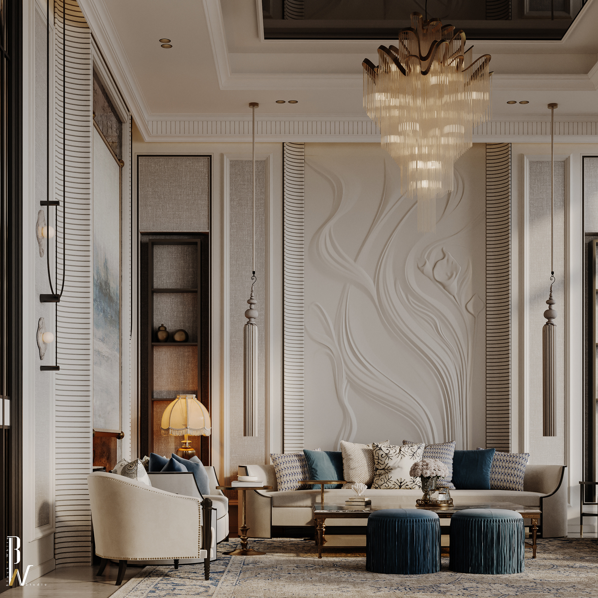 协商会议（新古典风格）

注：Majlis常见意思是协商会议 ，这里假定 Neo Classic 为新古典风格 ，具体需结合语境确定 丨沙特阿拉伯丨Black N White studio-4