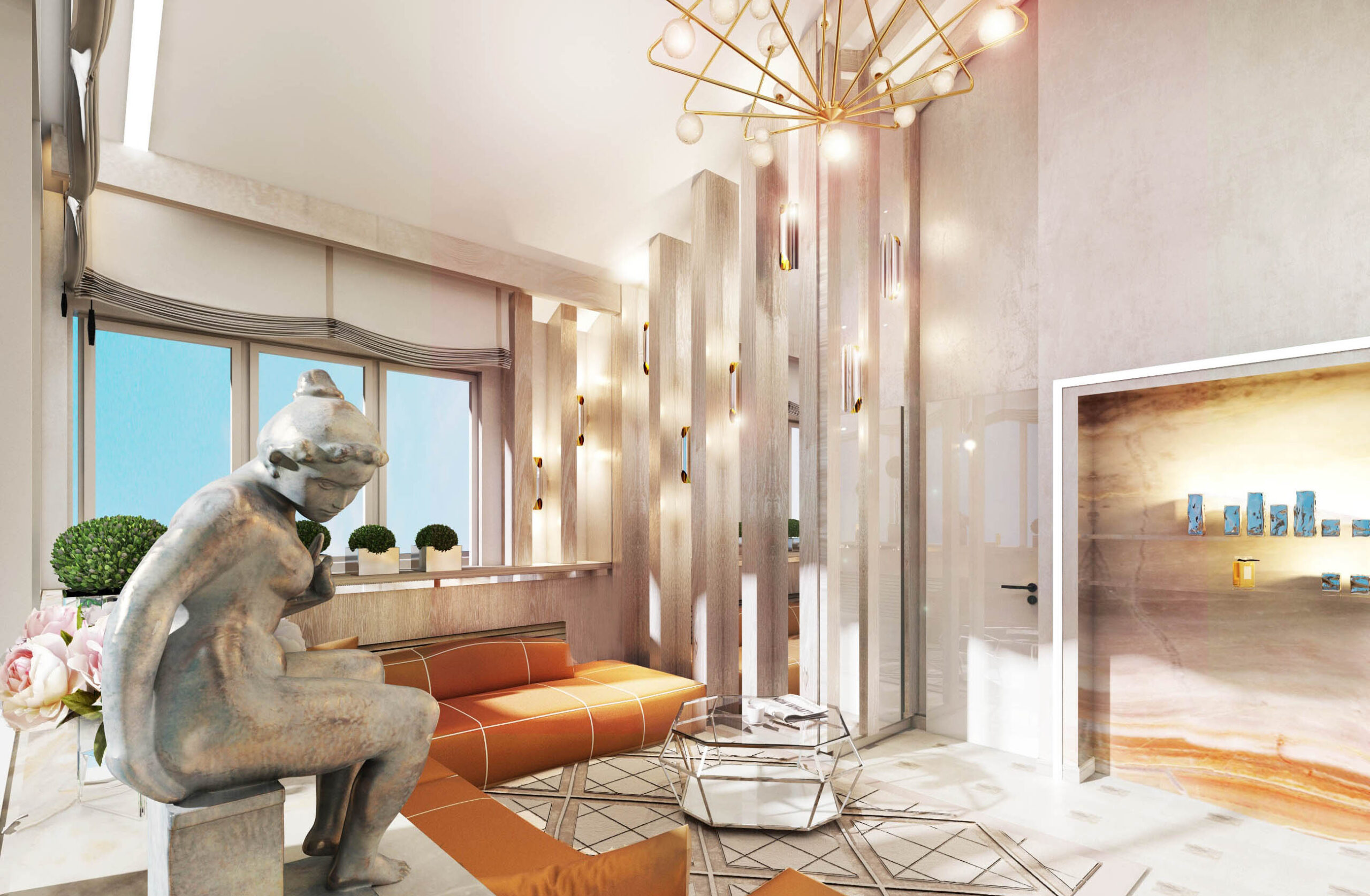 Бежевая гостиная 26м²（26平方米米色客厅）丨бюро ARXY-21