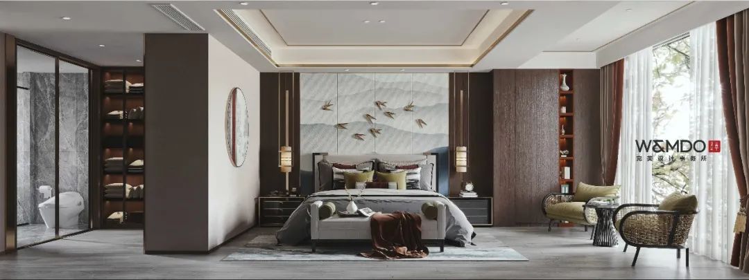 蓝山湾·肖府新中式设计,融合清雅古韵与精致简约-33