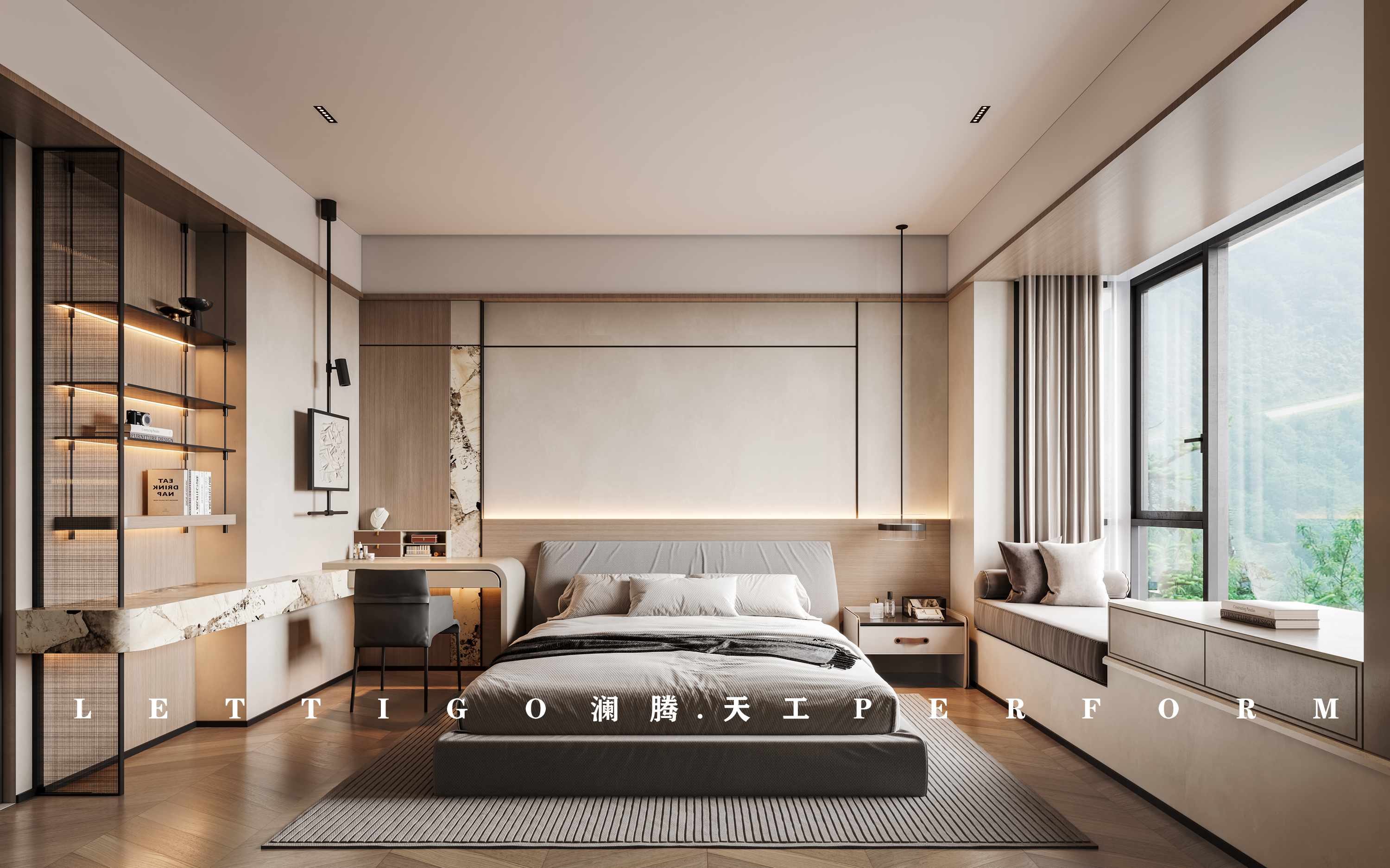 现代暖色调四居室全屋定制-6