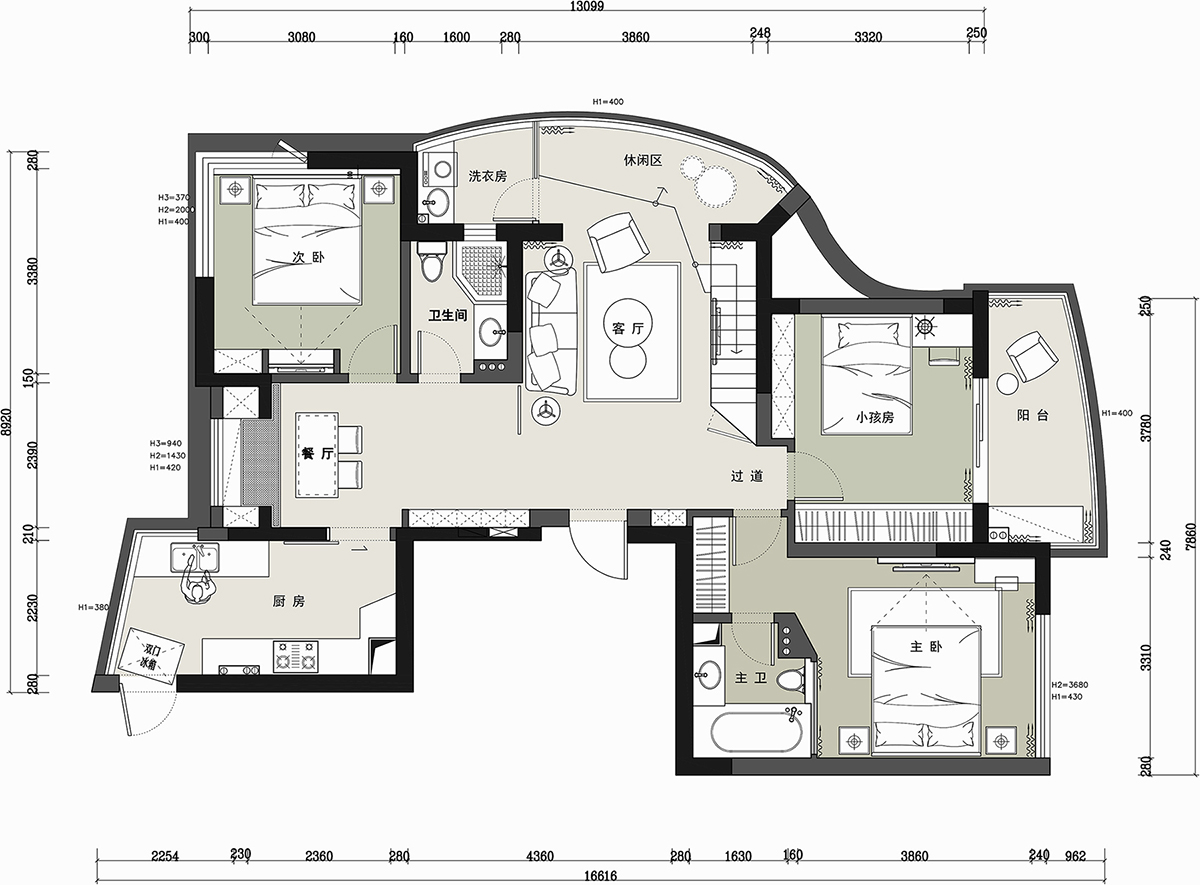 杭州捌零玖零设计|150㎡复式LOFT现代法式轻奢-21