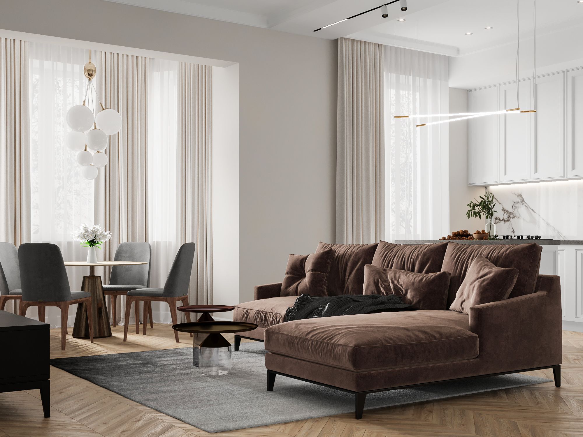 Визуализация кухни-гостиной г. Ярославль.-3