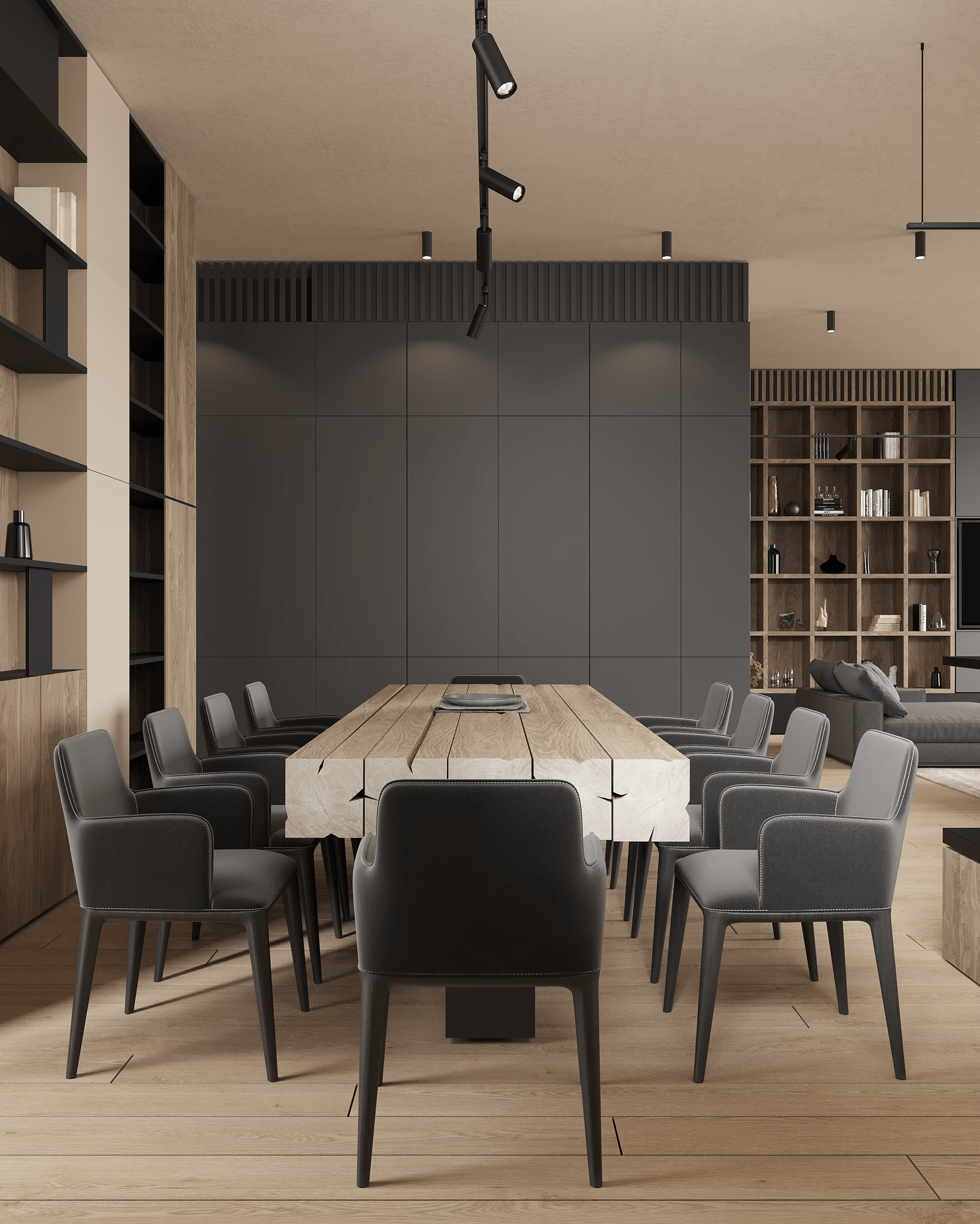 乌克兰知名设计工作室 Sergey Makhno 打造胡桃木高级灰极简空间-14