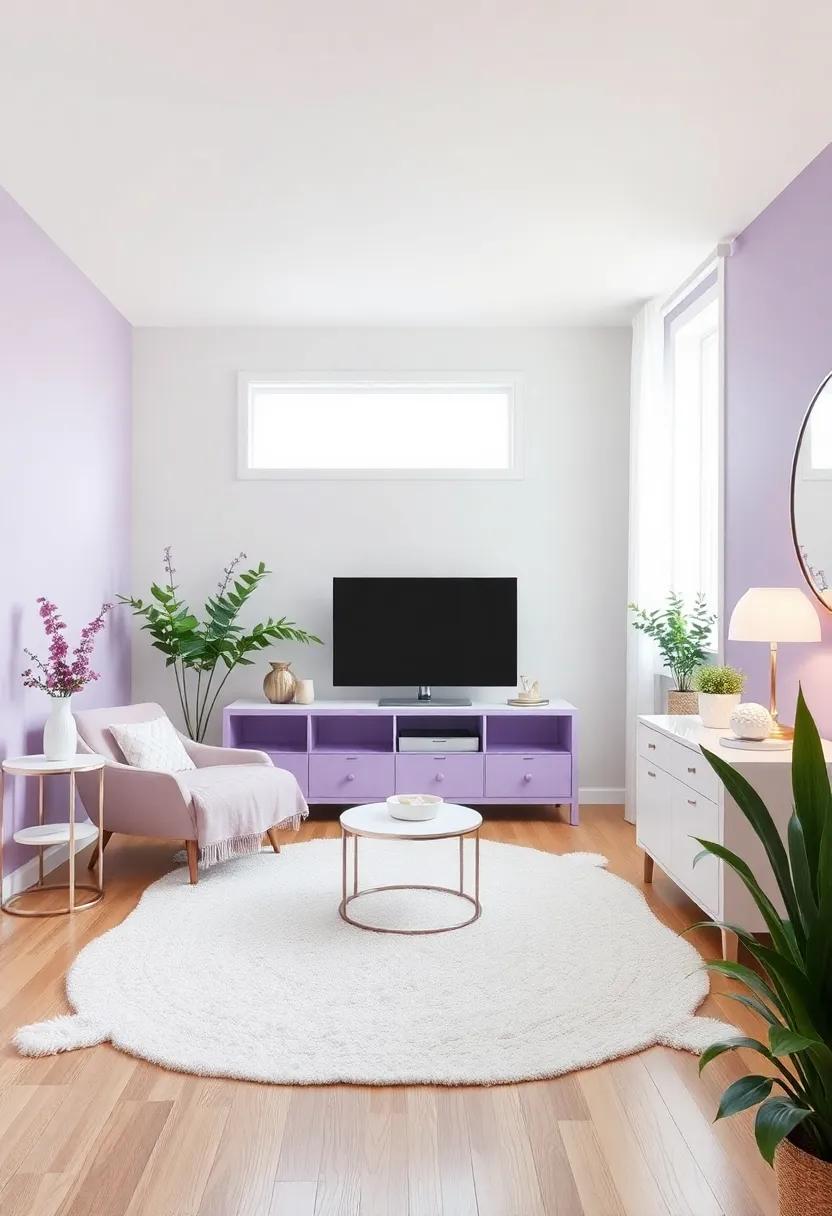 设计梦幻紫丁香与白色少女青少年房间-144