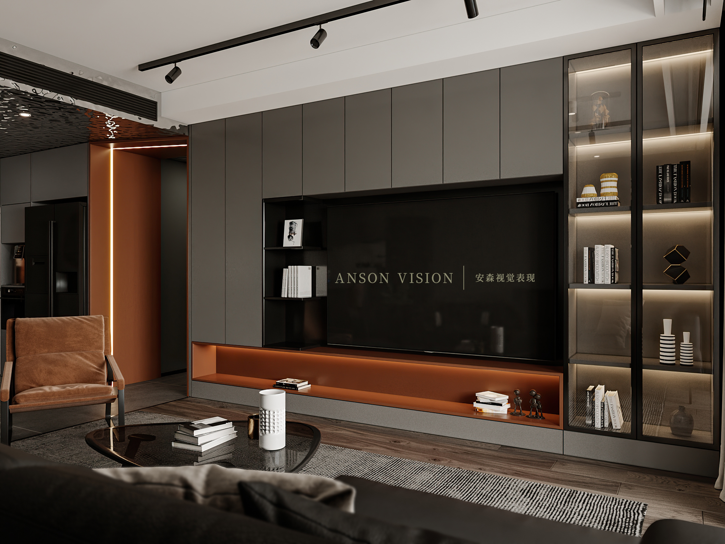 现代黑暗风客餐厅卧室设计丨Ansonvision·蒙头睡-3