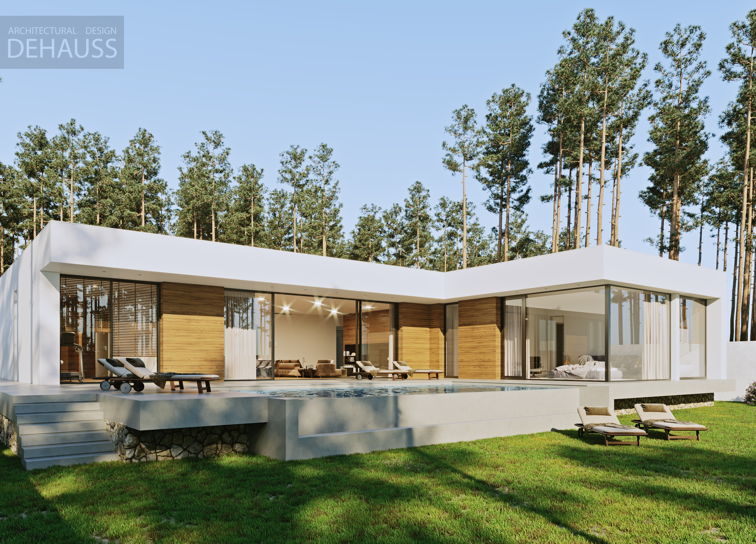 现代一层350㎡带无边泳池房屋项目-4