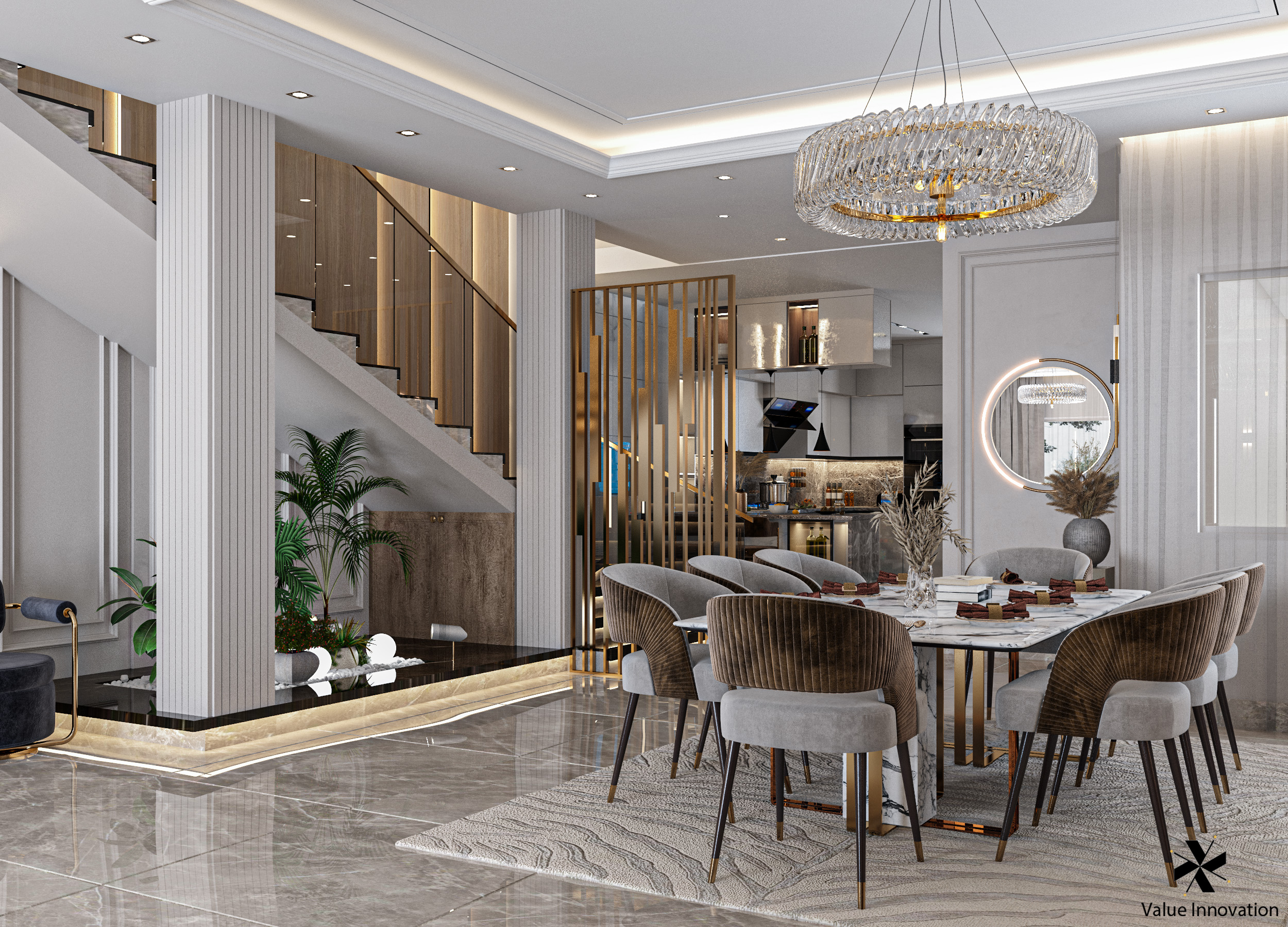 Neoclassic Reception & Kitchen-5