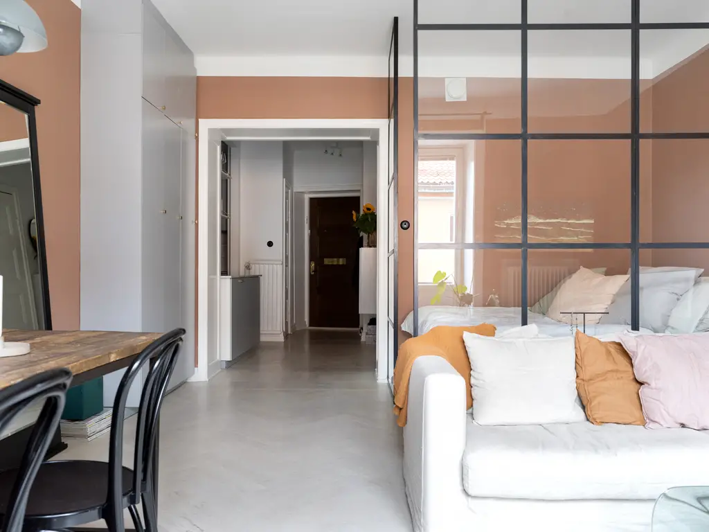 Un studio de 37m2 couleur terracotta et sa chambre vitrée-7