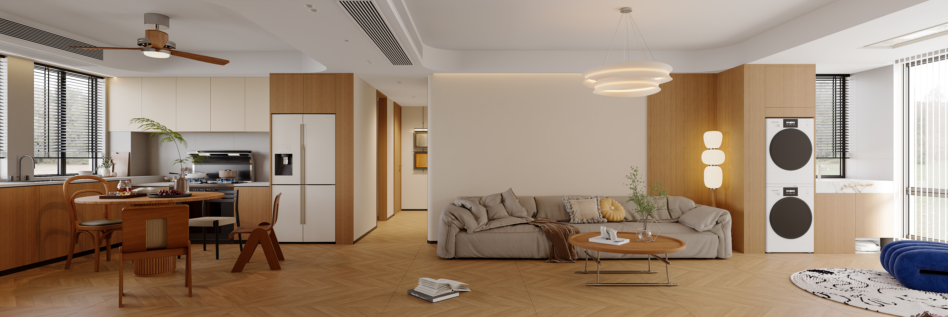 绘感视觉设计 | 中古原木风格客餐厅渲染-10