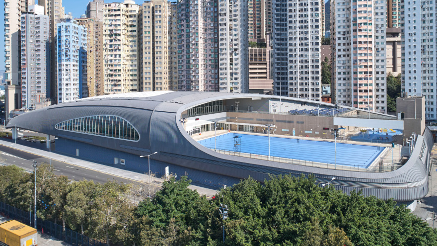 Farrells designs shell-like roof to encase swimming pool on Hong Kong seafront-0