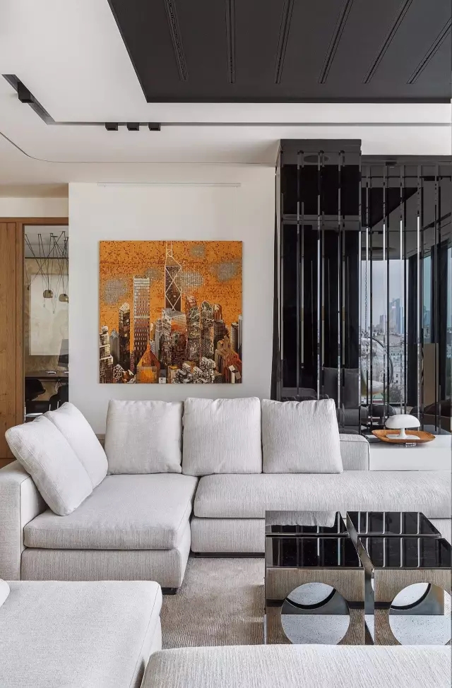 俄罗斯 380㎡简约精致豪宅 | 功能布局与艺术品相得益彰-7