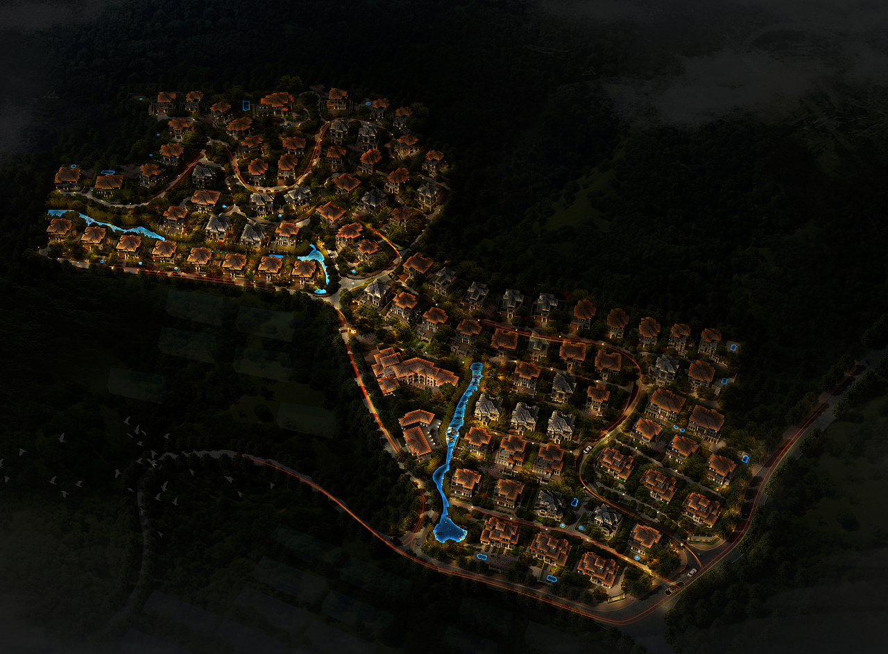 夜景鸟瞰+透视-夜色朦胧-5