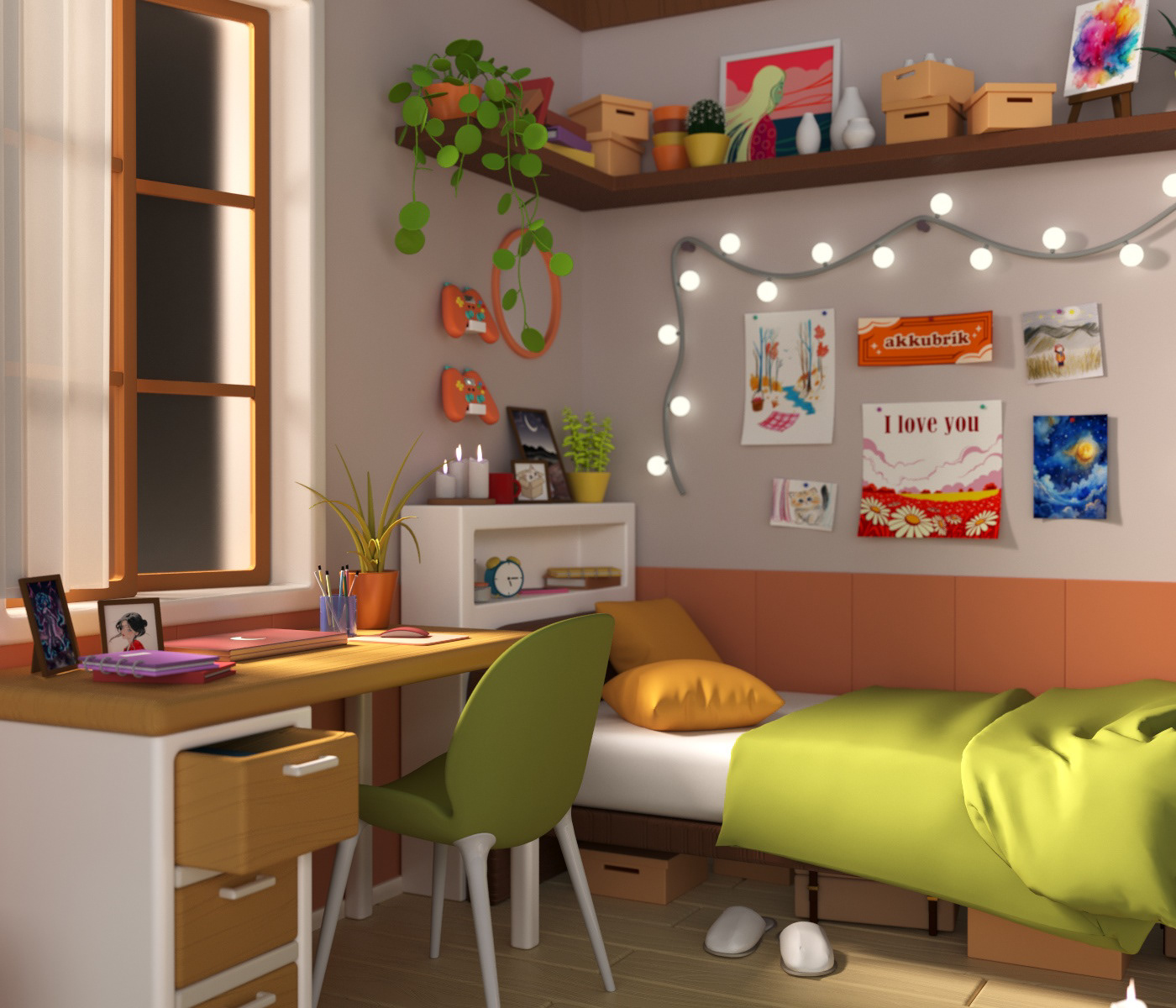 3d Isometric bedroom-3