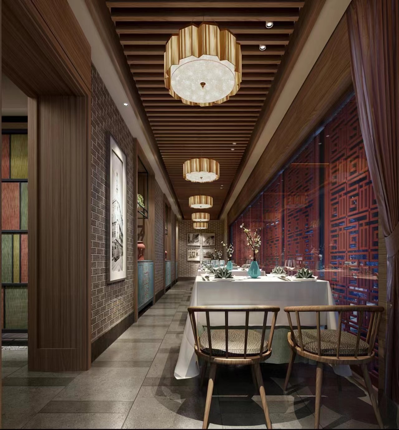 中式餐厅效果图-12