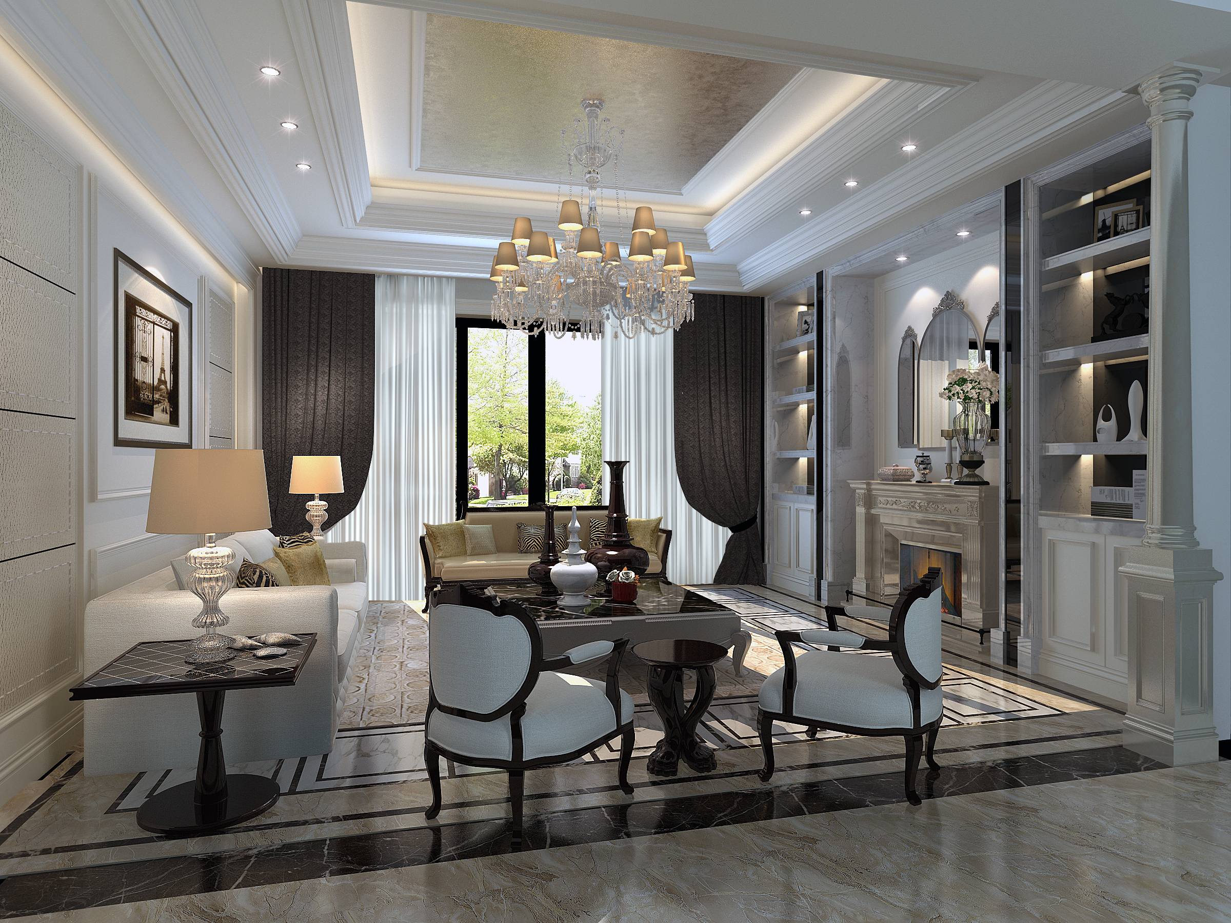 法式风格 上海高档法式奢华样板房CAD施工图-3