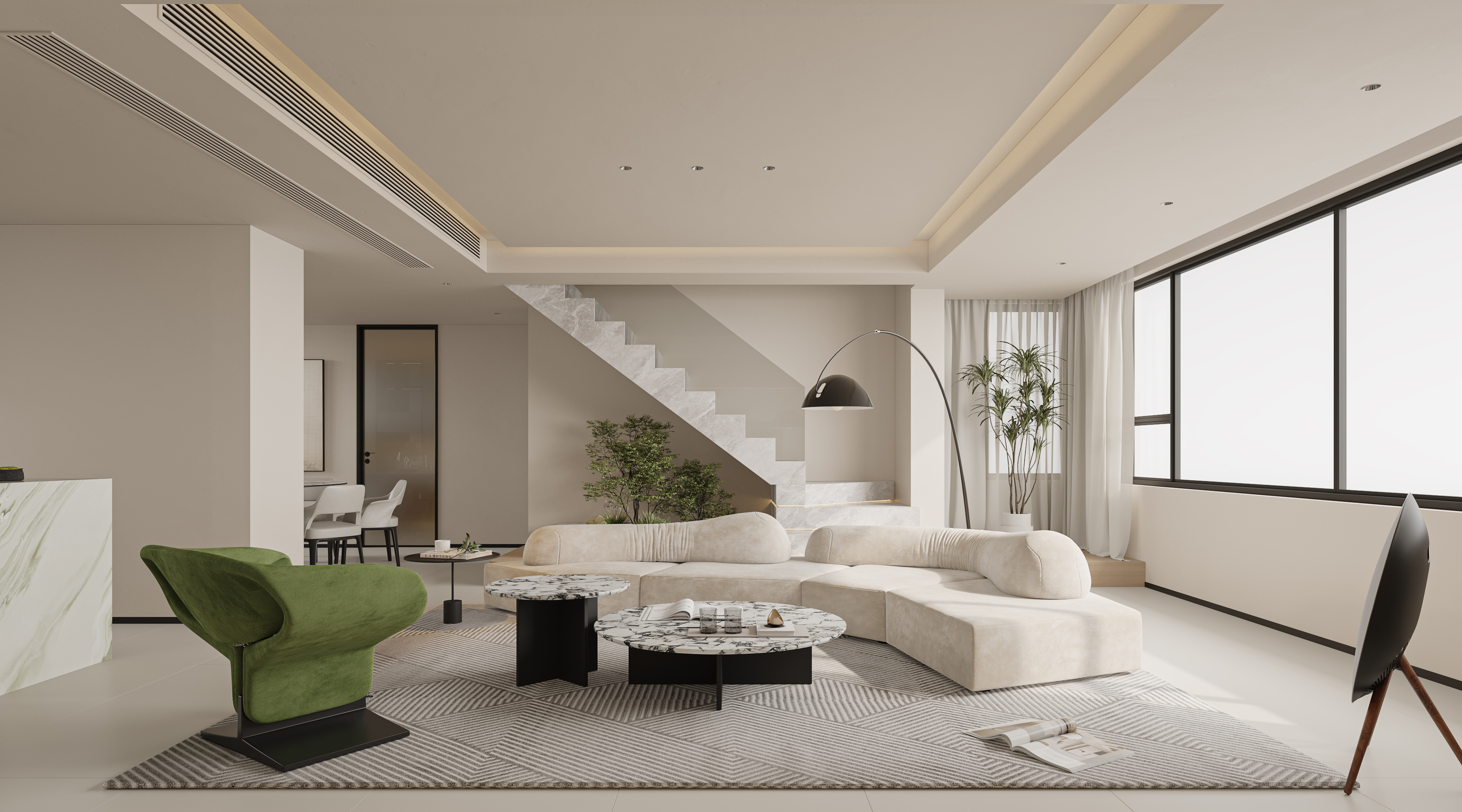 绘感视觉设计——现代奶油风格复式设计案例-1