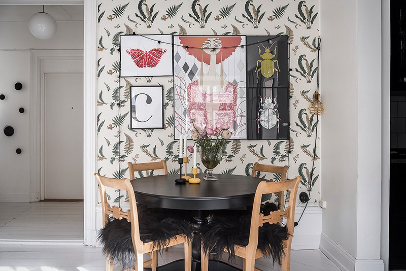 斯德哥尔摩 73 平米创意公寓 | 大胆墙纸与明亮装饰-5