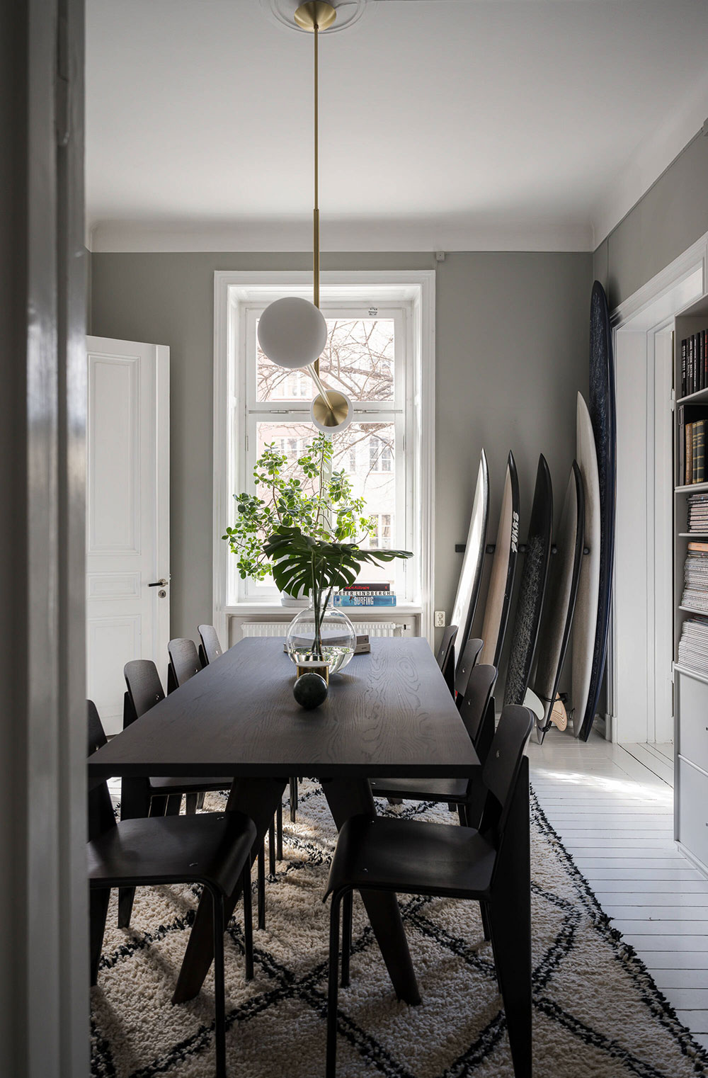 斯德哥尔摩橄榄绿公寓，冲浪板成独特装饰-20