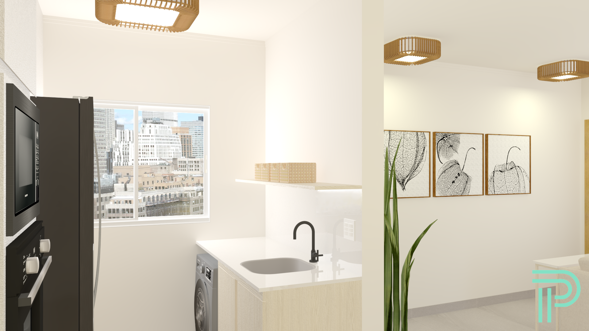 Design Integrado: Cozinha, Sala e Área de Serviço-3