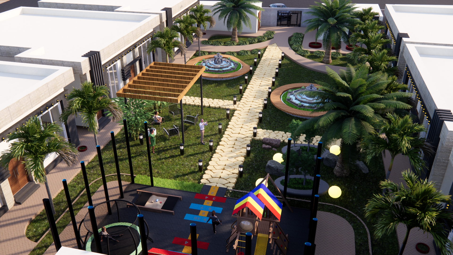 تصميم لميني كمبوند بالسعوديه مباني ولانداسكيب-9