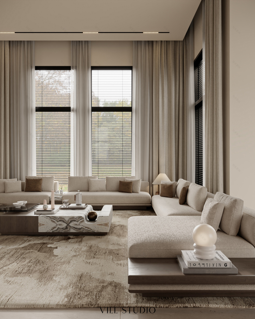 LUXURY VILLA LIVING & DINING INTERIOR DESIGN | KSA-11