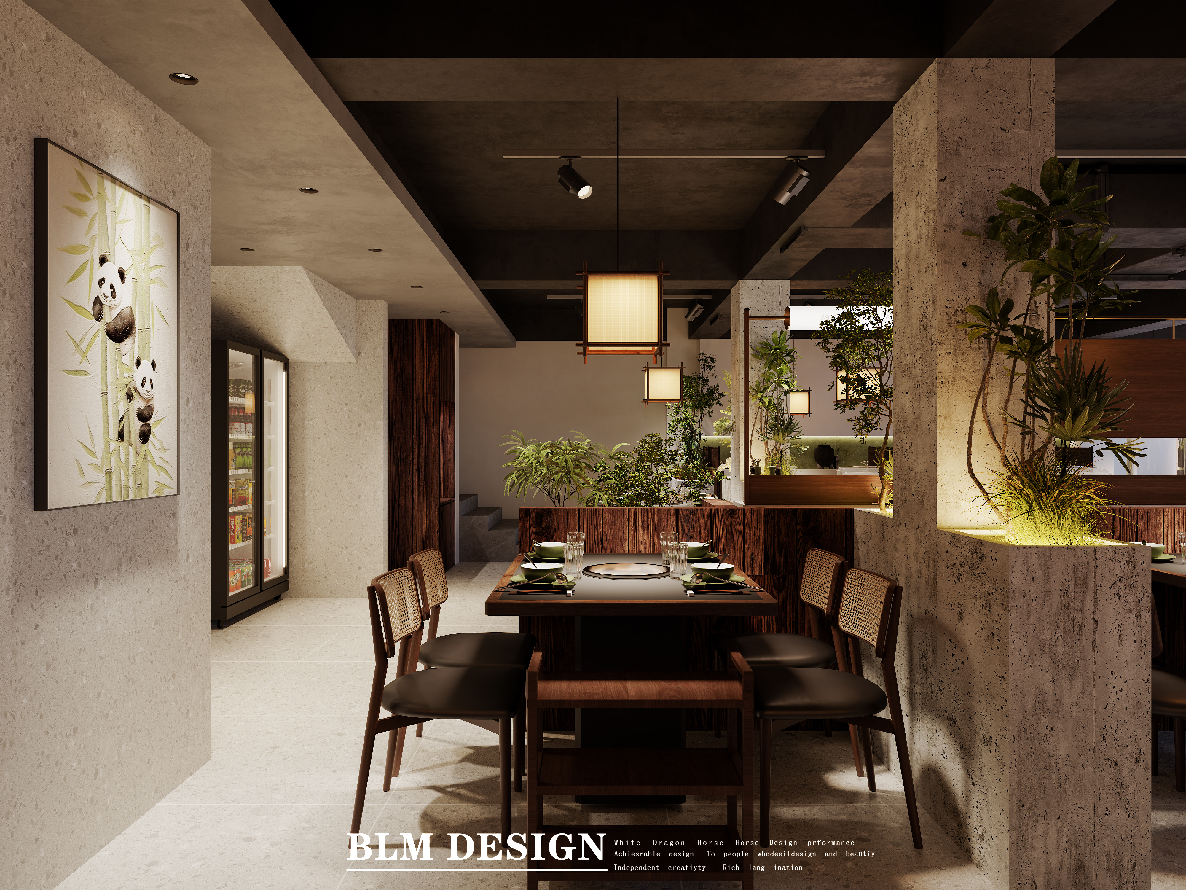 火锅店工装案例效果图-3