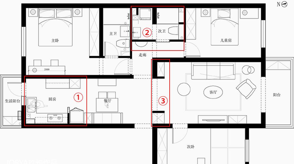 JORYA 玖雅丨 14㎡平层开放式厨房卡座餐厅设计-1