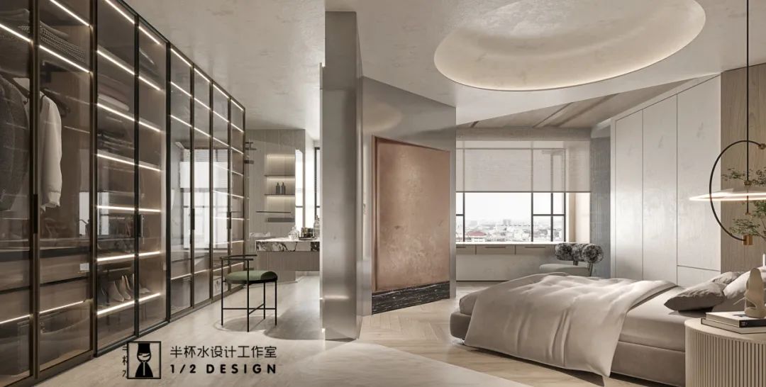 宁波融创慈澜府法式极简风室内设计丨中国宁波丨半杯水设计工作室-47