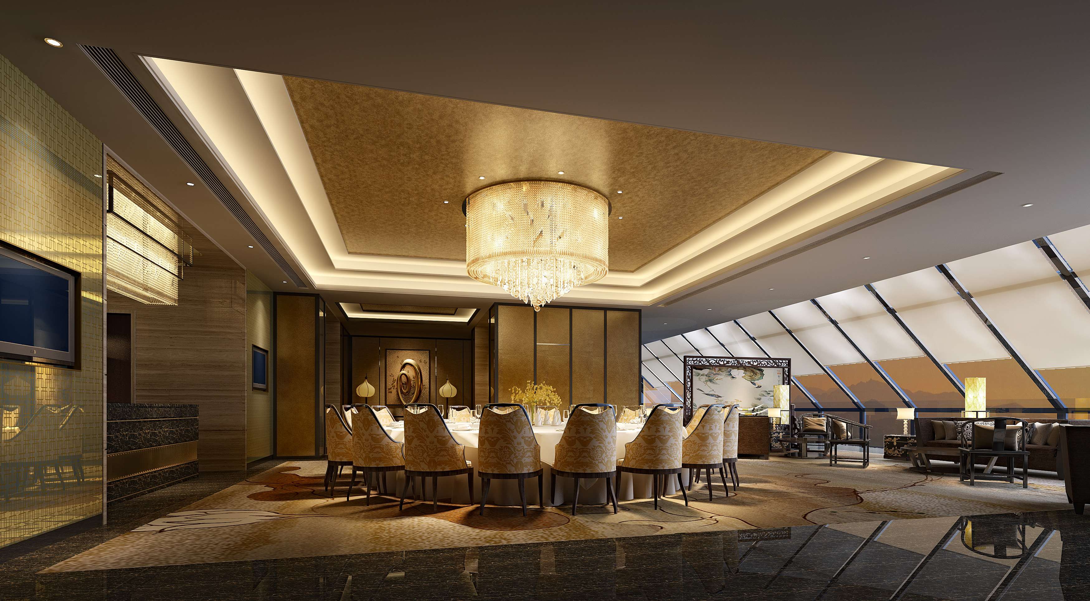 餐厅设计效果图中餐厅餐厅包间包房小吃店面馆工业主题餐厅-9-2