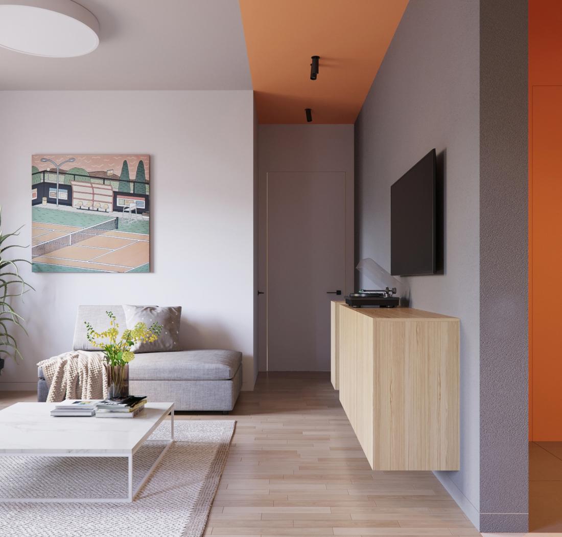 橙色温馨三口之家室内设计-2