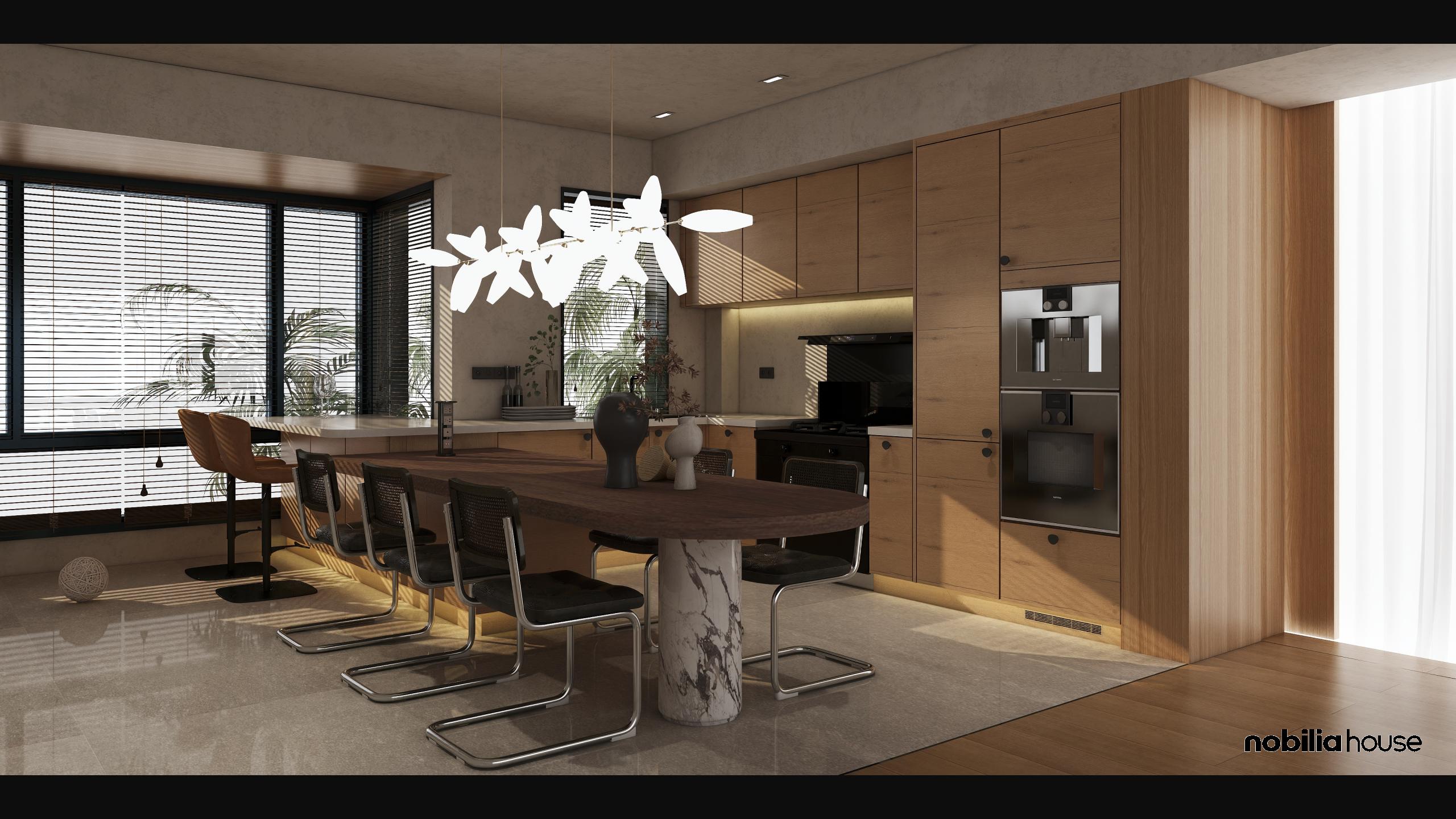 【室内设计】中古风格的餐厨空间一组-2