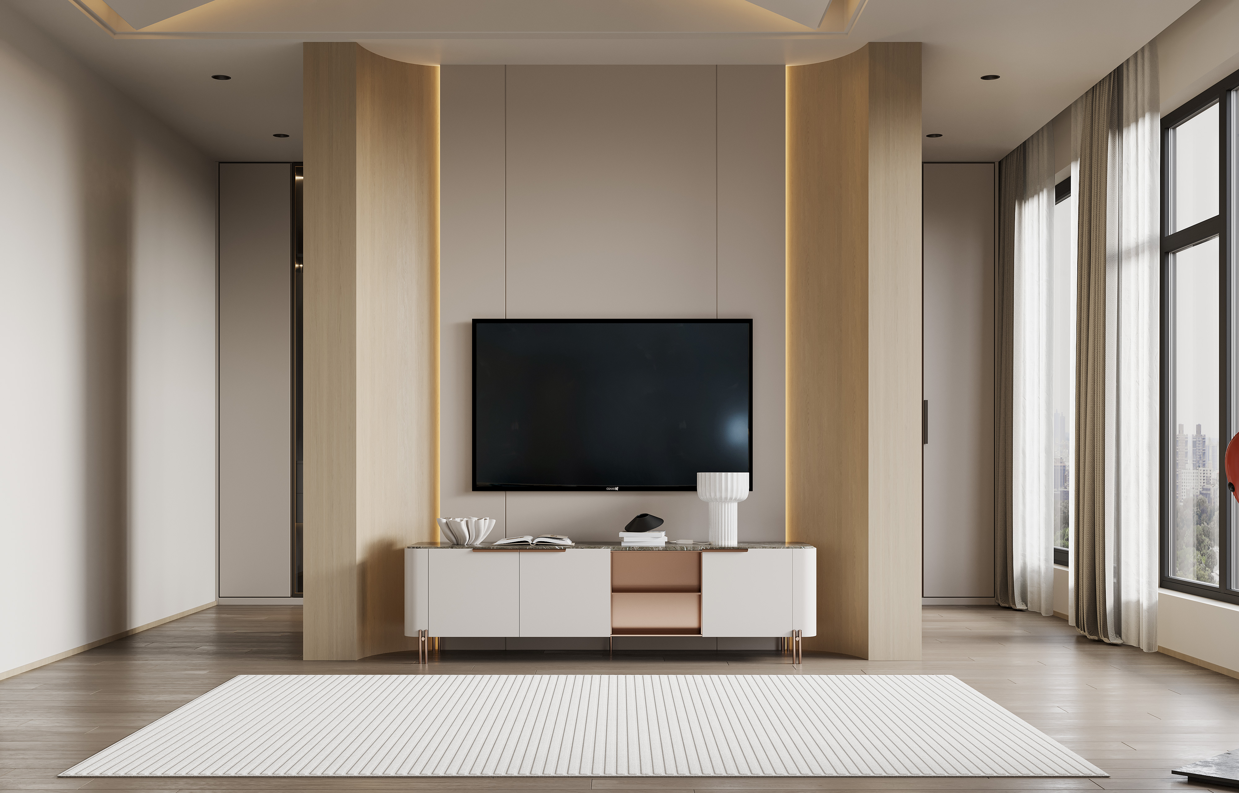 轻奢挑空别墅-艺米效果图 -5