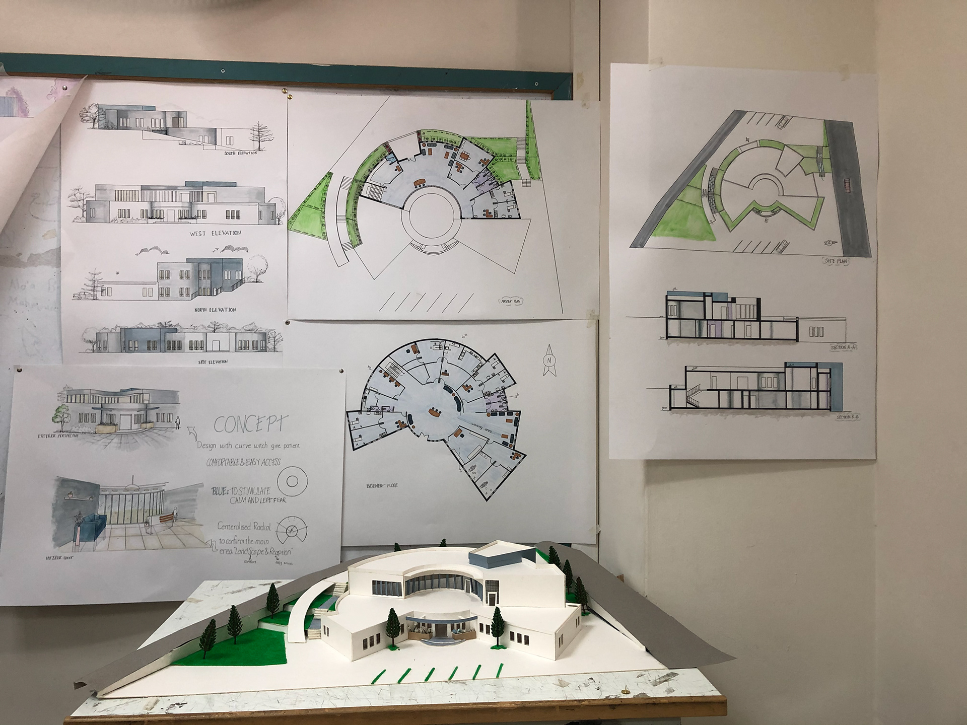Clinic design - 2nd year, Hand drawings-0