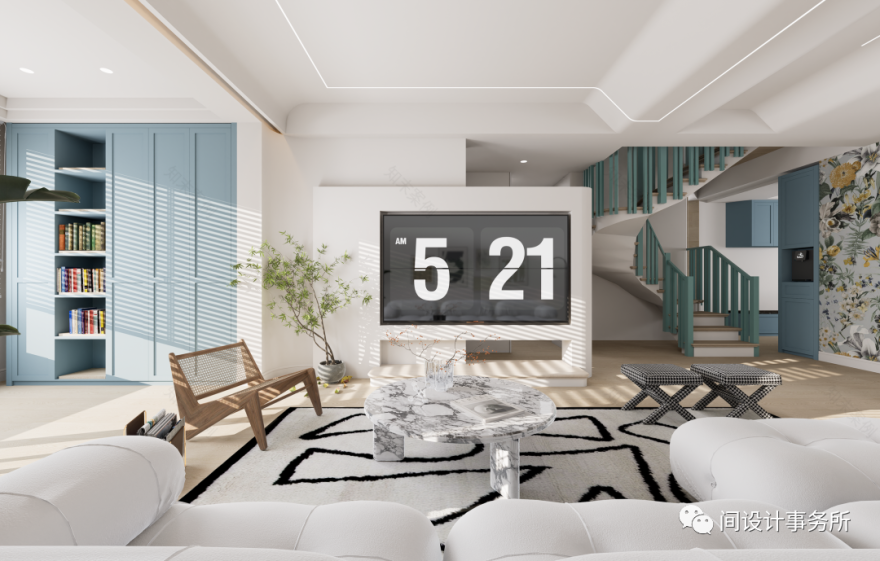 普达北苑 · 蓝色梦幻中的艺术居家丨间·设计事务所-37