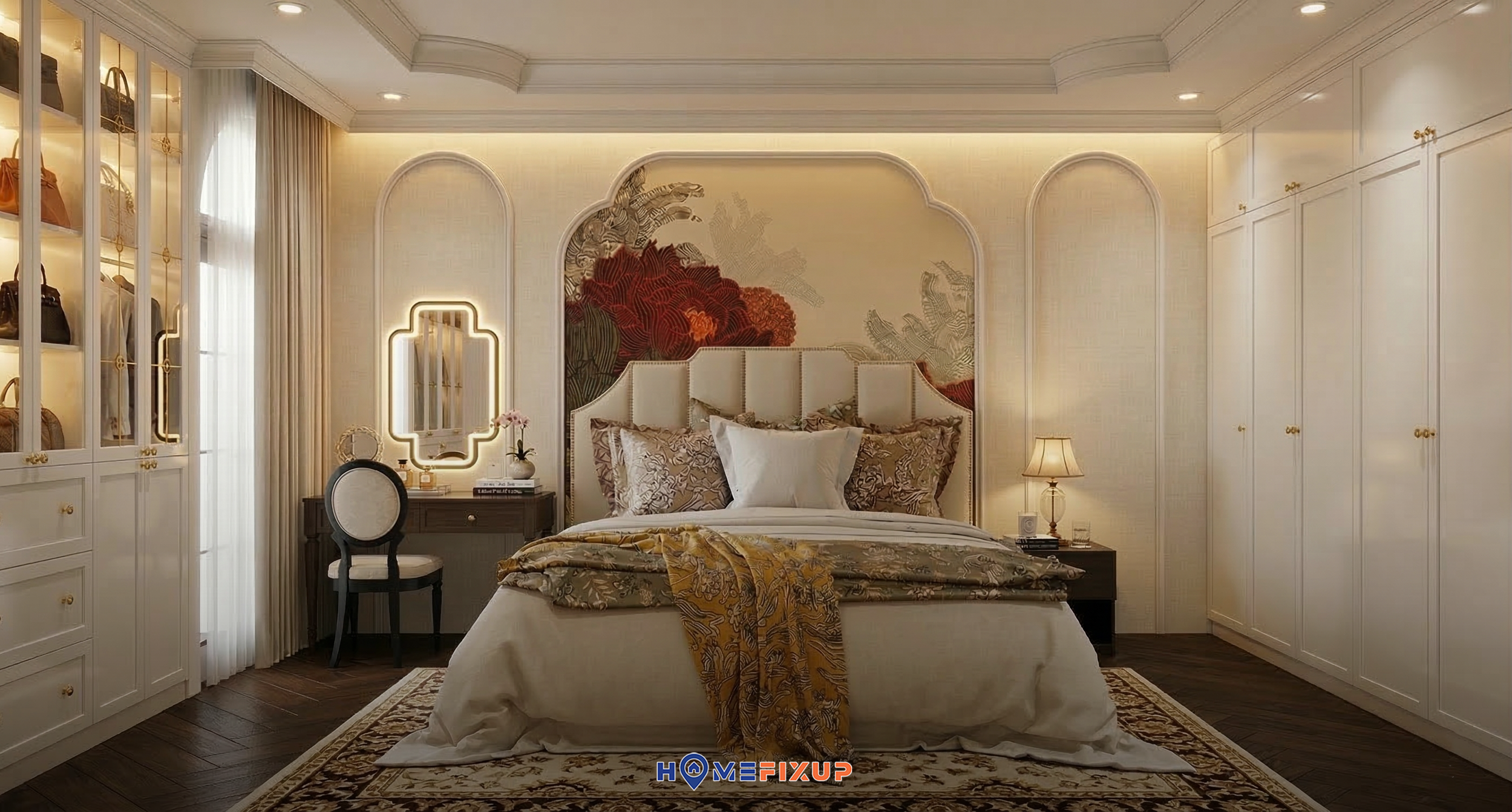 Indochine Revival Master Bedroom Design-0