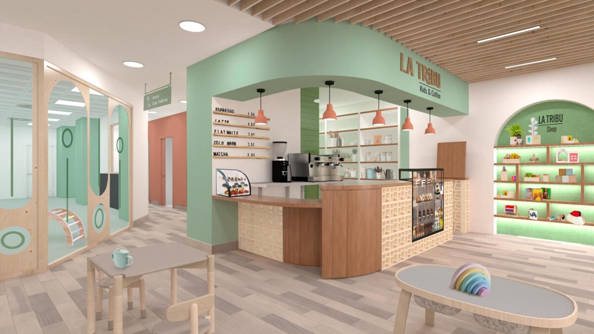 拉蒂布亲子咖啡游乐办公空间

注：LA TRIBU可音译为拉蒂布 ，KIDS & COFFEE体现了有孩子也有咖啡的场景，PlayOffice可理解为既可以玩耍又可以办公的空间，整体组合成上述翻译 -1