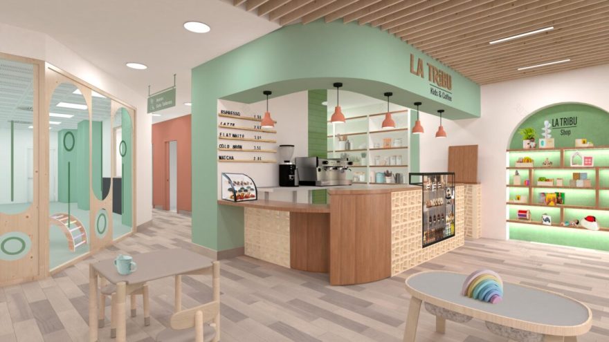 拉蒂布亲子咖啡游乐办公空间
注:LA TRIBU可音译为拉蒂布 ,KIDS & COFFEE体现了有孩子也有咖啡的场景,PlayOffice可理解为既可以玩耍又可以办公的空间,整体组合成上述翻译 -1