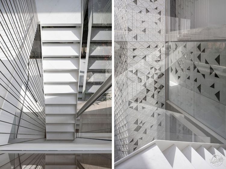 重複與韻律之美：三角形鏤空白色鋁板的應用。 - WEHOUSE-17