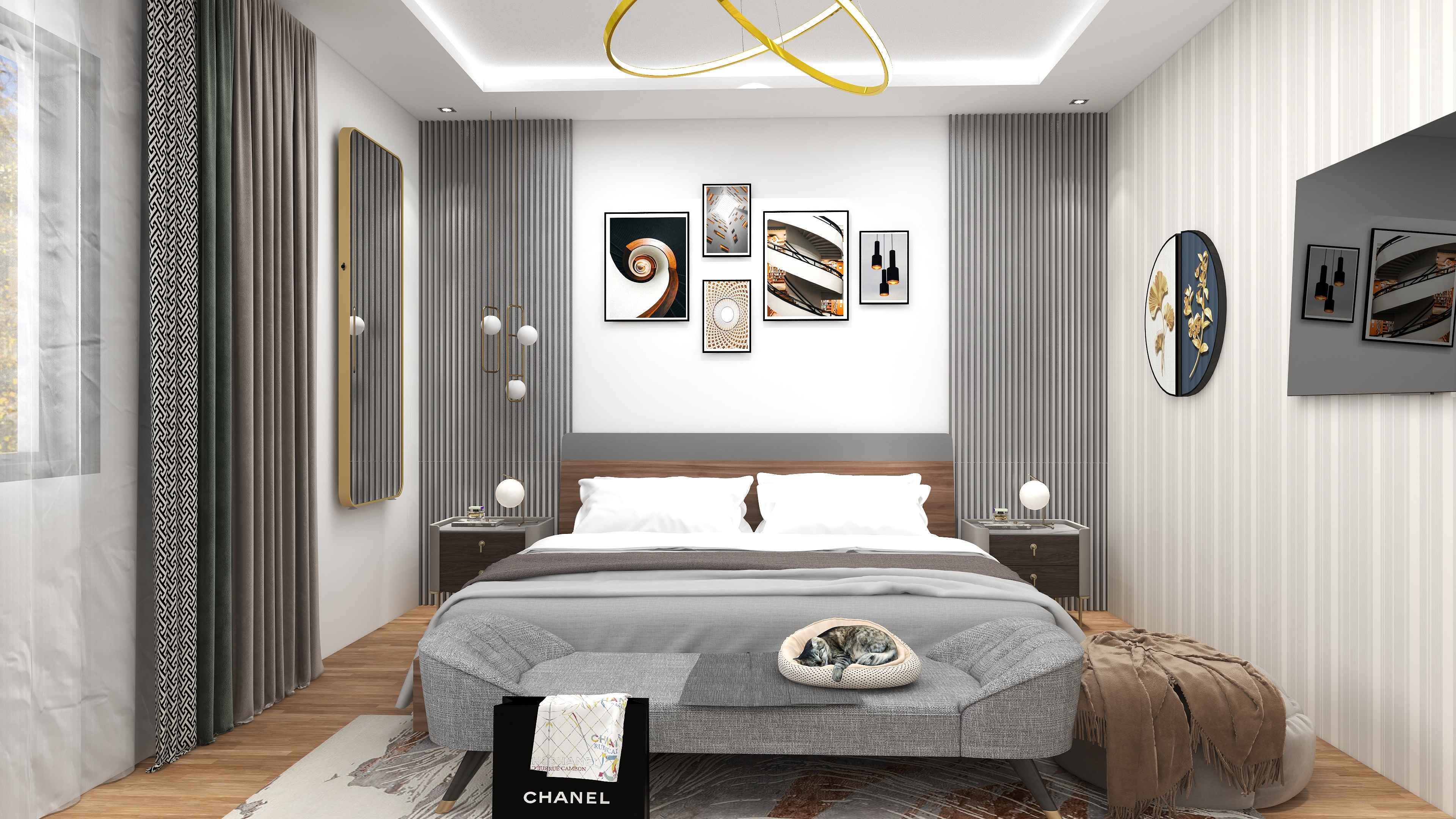 豪华室内卧室和更衣室-2