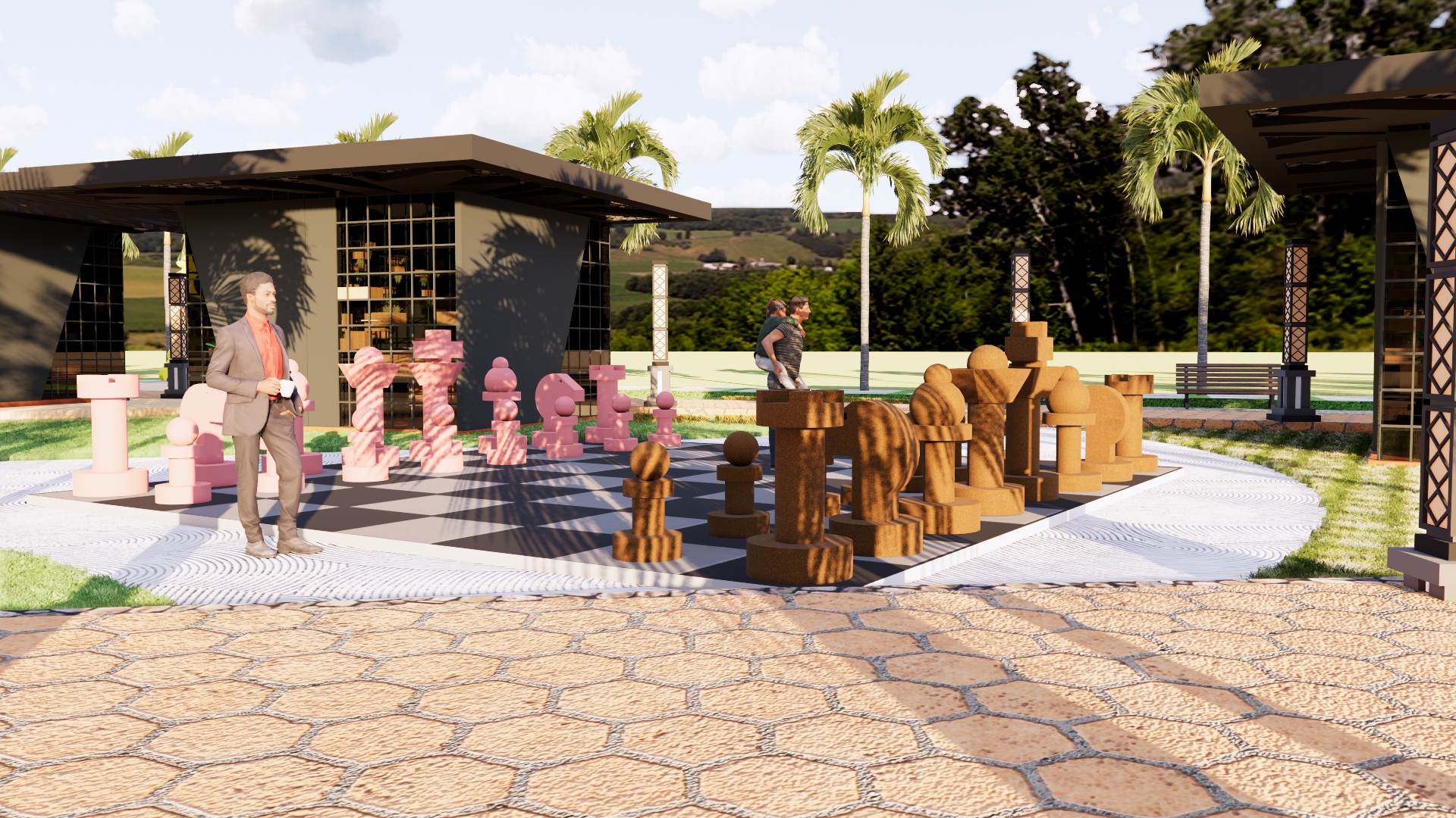 تصميم لمنتزه به العديد من الكافيهات والمطاعم في عمان-5