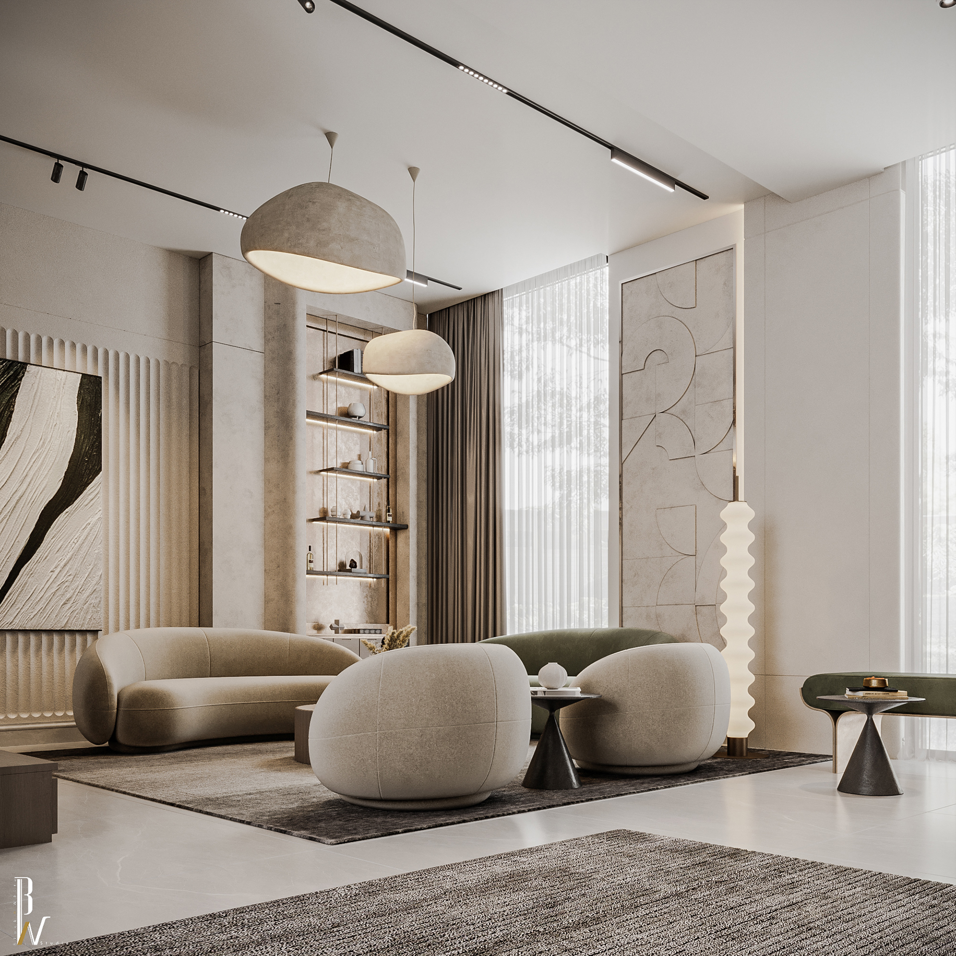 客厅设计丨Oman丨Black N White-7