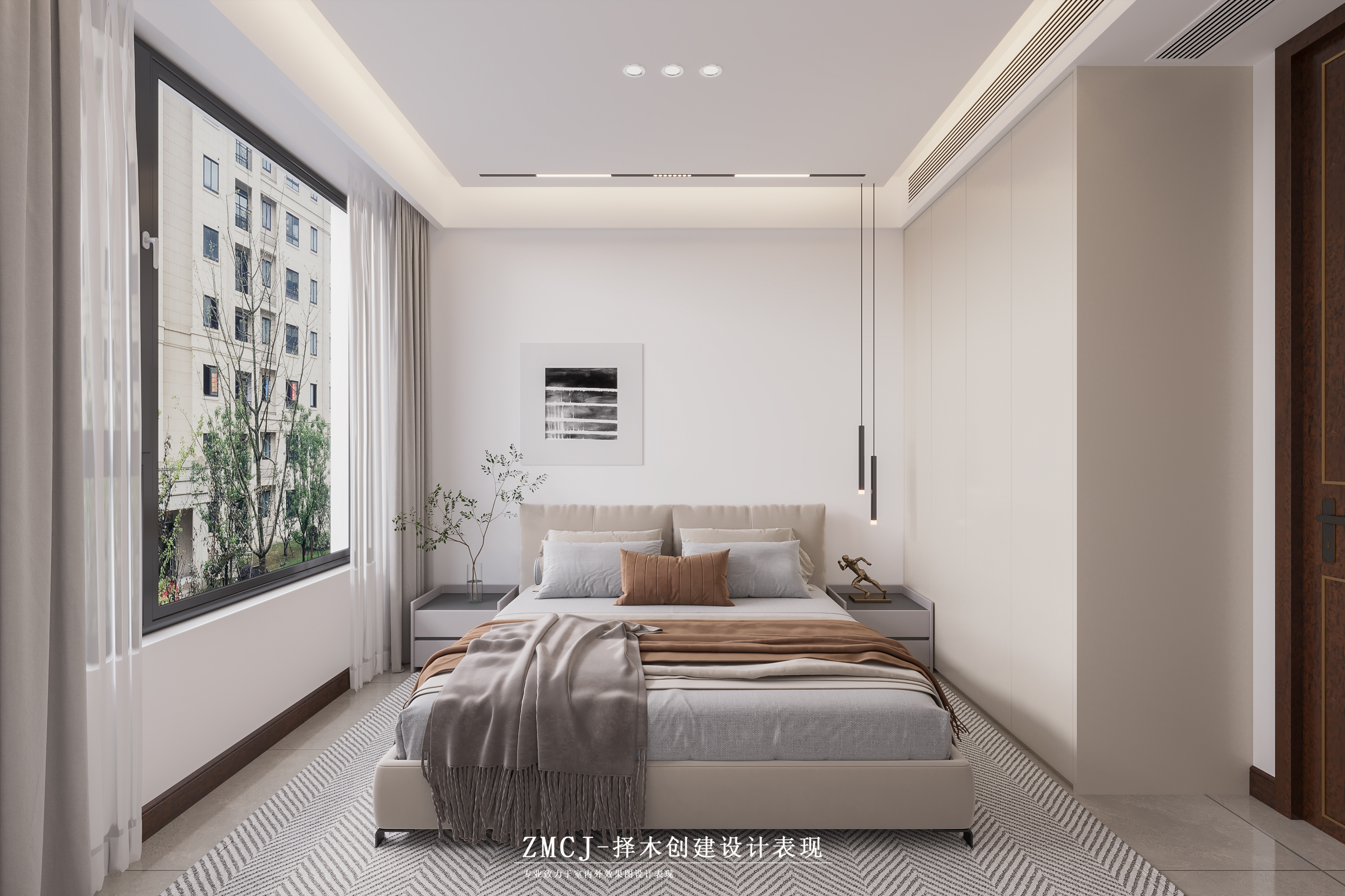 新中式风格客餐厅卧室—择木创建新晨效果图-6