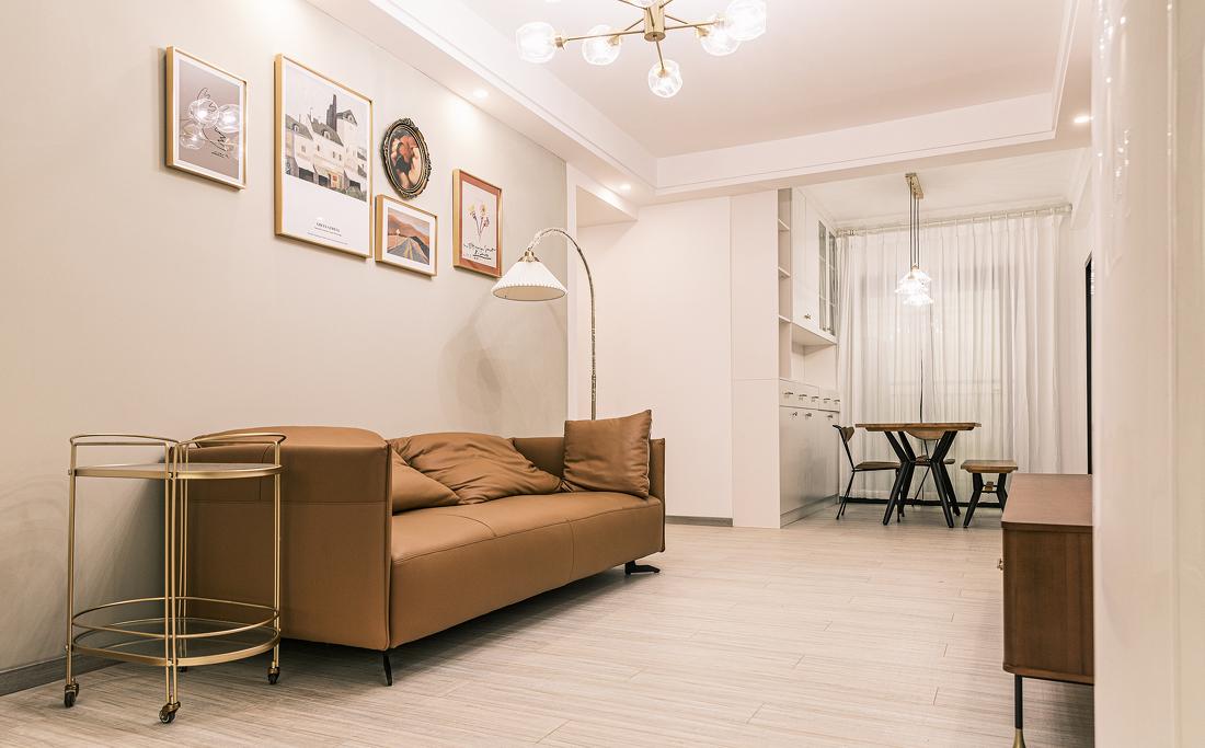 奶杏色客厅与六角形地砖的完美融合-7