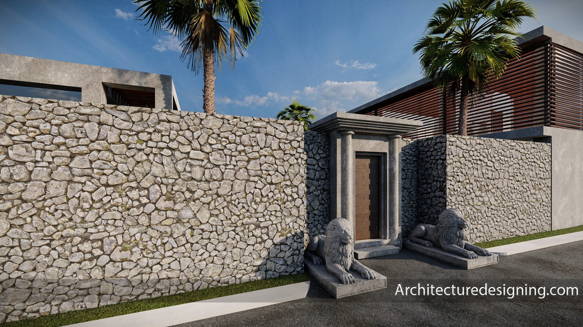 Modern Villa design with courtyard in hilly area-2