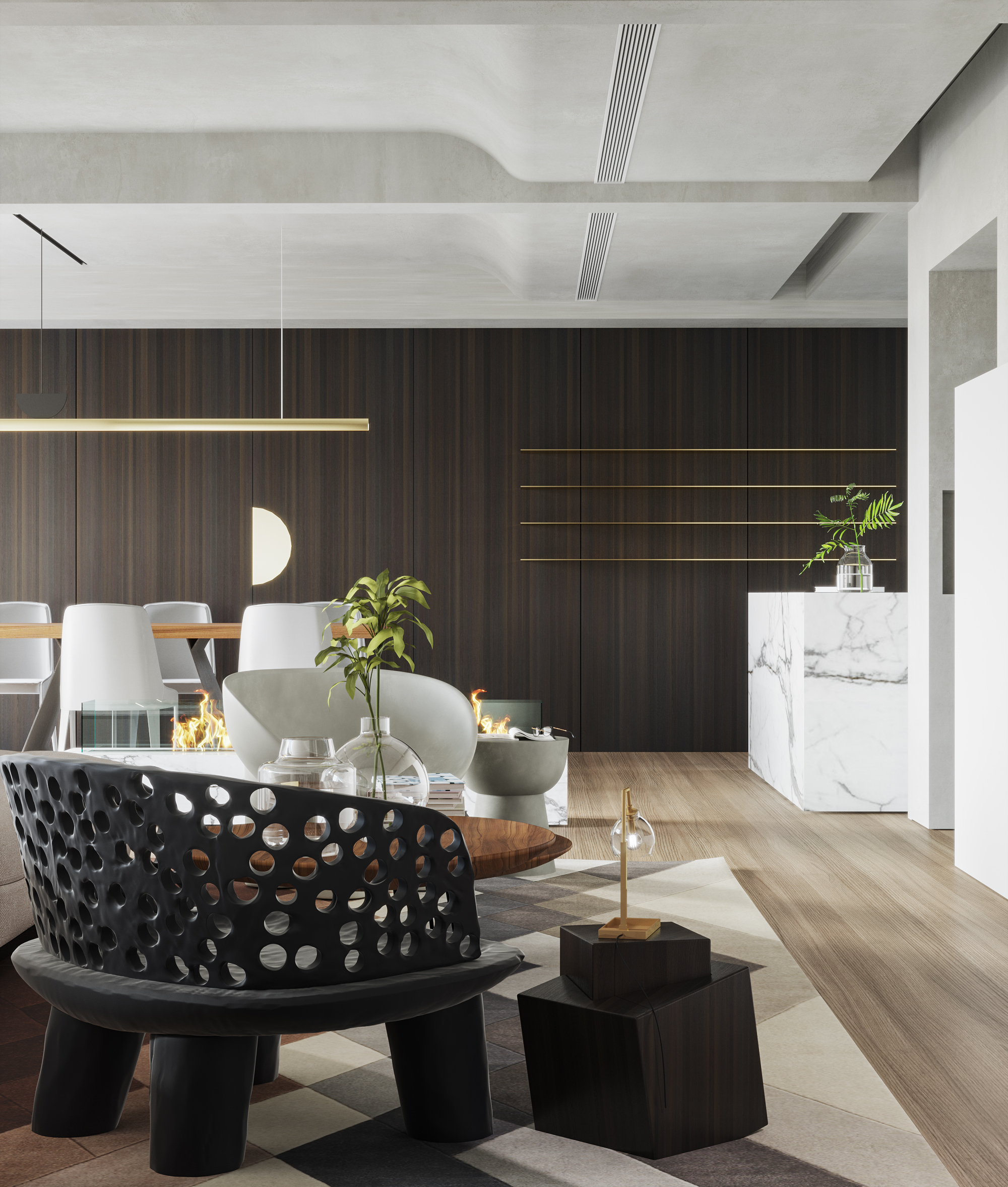 现代侘寂轻奢客厅设计-19